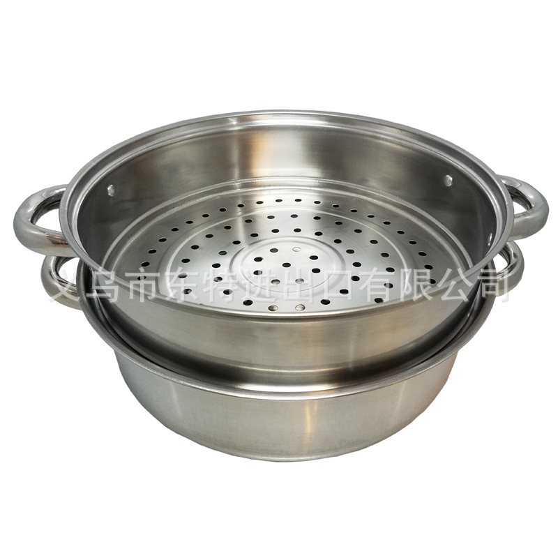 Factory direct sales 28cm stainless steel soup and steam dual-purpose pot, multi-purpose steamer, gift single-bottom 2-layer steamer detail image 6
