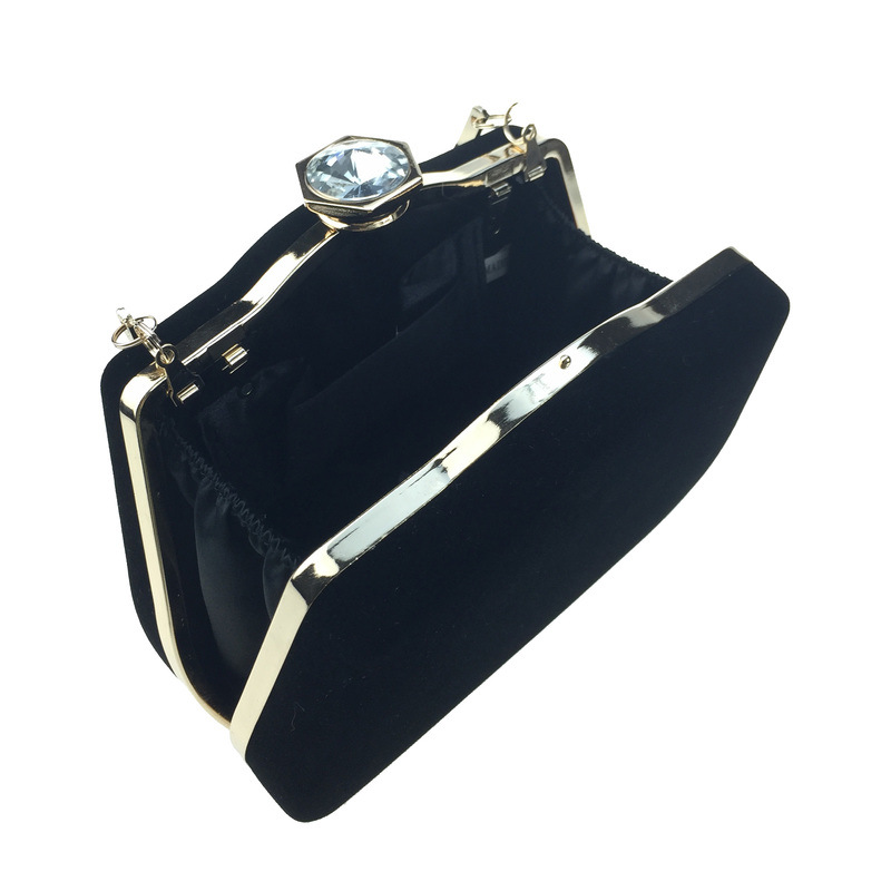Túi clutch nữ dạ tiệc nhung hình quả bầu đính đá hộp cứng kèm dây xích — Màu đỏ, Màu đỏ rượu, Màu tím, Màu xanh lam chi tiết 30