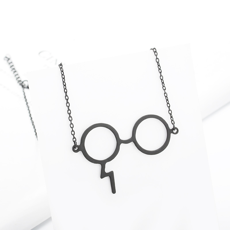 Harry Potter Glasses Necklace Geek Scar Lightning Alloy Jewelry wholesale fashion