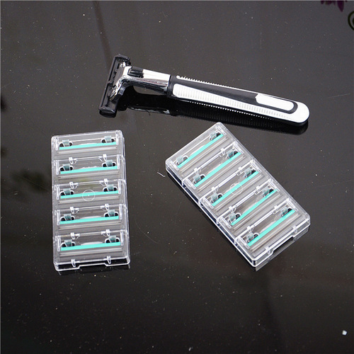 Street stall supply 9.9 yuan sales, stainless steel manual double-layer razor blade, 1 blade holder, 10 blades, razor