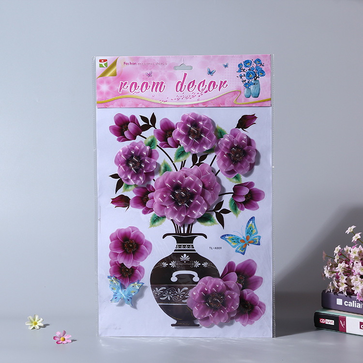Décoration intérieure de style européen raffinée : vase mural tridimensionnel à plusieurs niveaux en feuille d'or, autocollants 3D imperméables_voghion.com