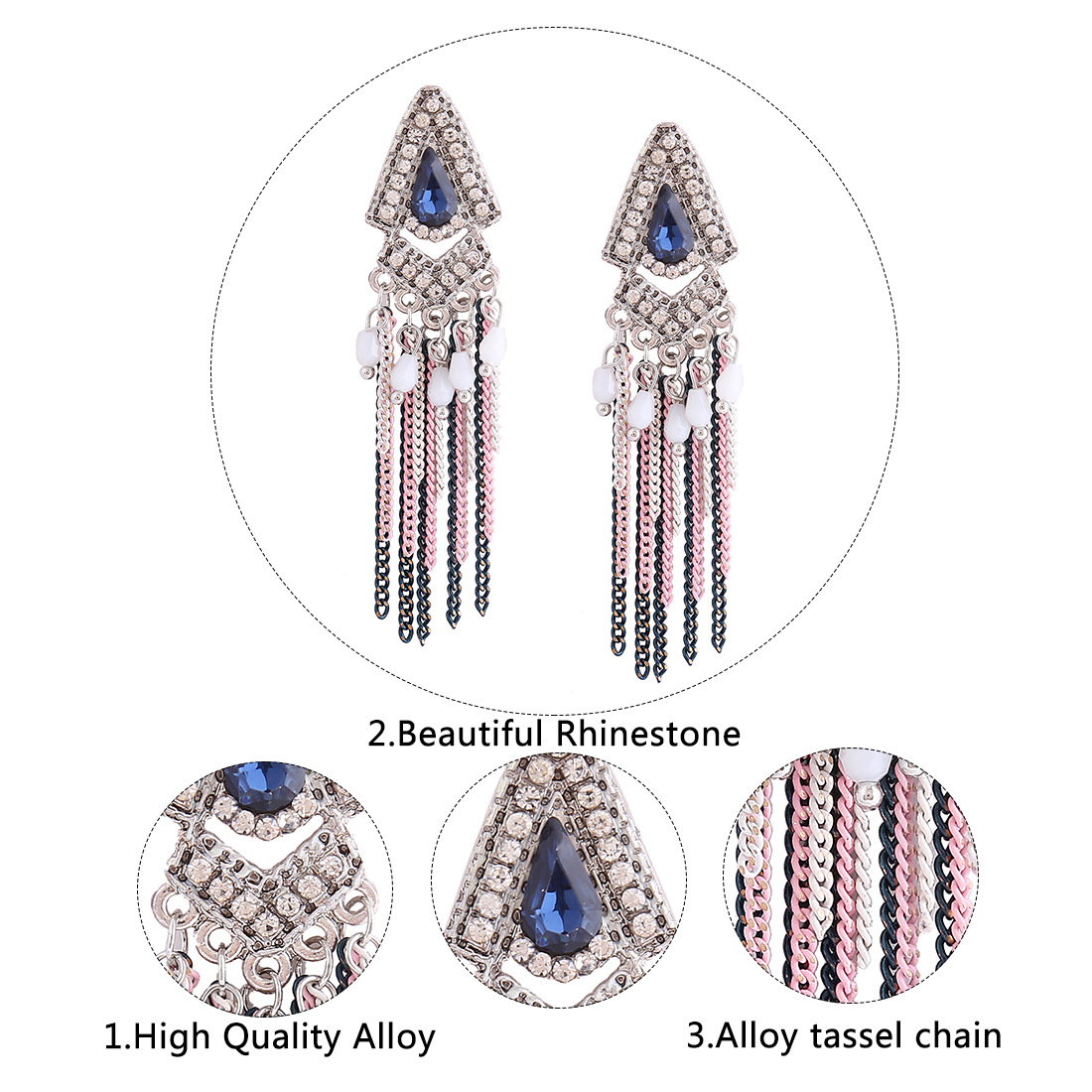 Retro alloy plating earring (blue)NHNMD3817-blue