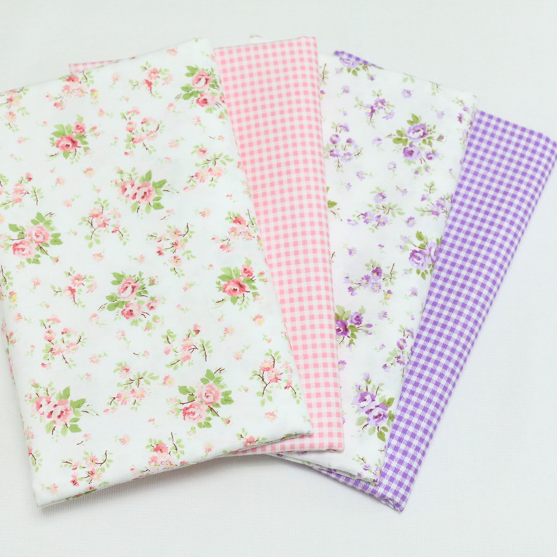 田园小碎花朝阳格子印花纯棉布料 家纺被套床单枕套全棉布料批发