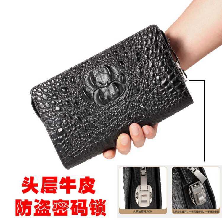 Cross border Classic style crocodile man Handbag Password lock man clutch bag Grab bag Men's bag High-capacity Hand