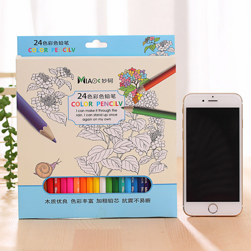 Factory direct sales wooden box colored pencils long and short 12/24 colors drawing tools