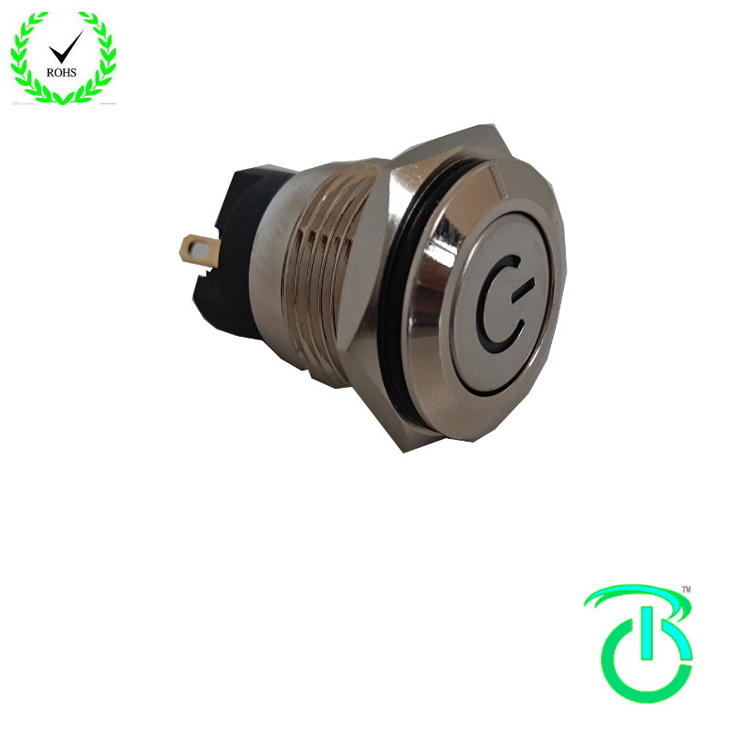 厂家批发16mm螺纹安装孔带蓝色led灯自锁按键