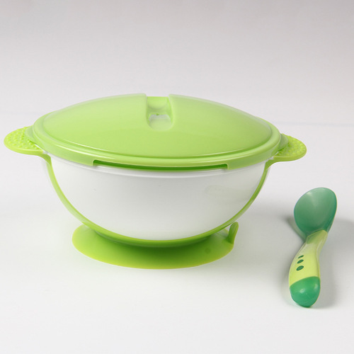 Baby suction cup bowl wholesale with temperature sensing spoon set Baby anti-fall training bowl Children's tableware Food supplement bowl
