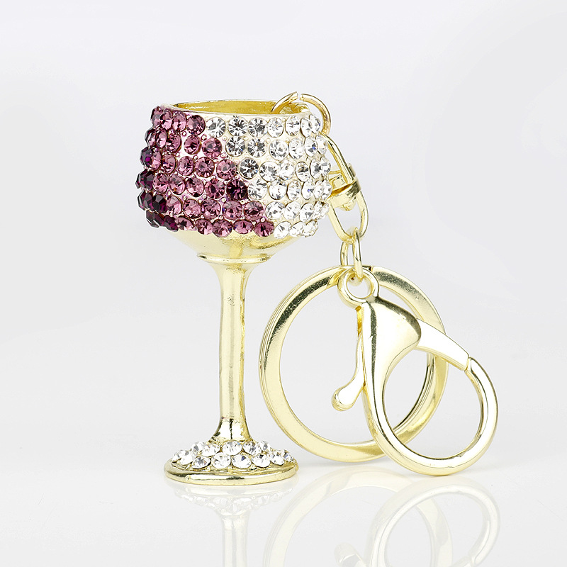Elegant Lady Wine Glass Alloy Diamond Women's Bag Pendant Keychain display picture 2