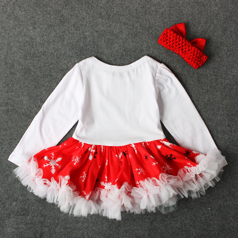 Festliches Mädchen Weihnachtskleid Mit Haarband Set_voghion.com