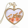 Golden glossy organic necklace heart shaped, pendant, lace dress, wholesale