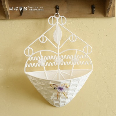 【城岸】塑料手工編織花籃 精美花器 仿真花插花花籃 家居裝飾