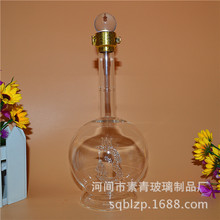 厂家批发高硼硅玻璃礼品酒瓶 500mL内置飞天龙圆灯泡酒瓶量大优惠
