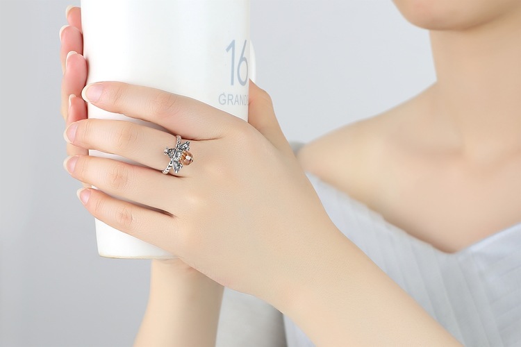 Bee Sterling Silver Ring - Side View