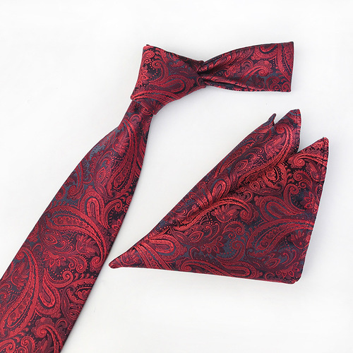 Factory direct supply  new style paisley elegant and atmospheric men's tie pocket square set