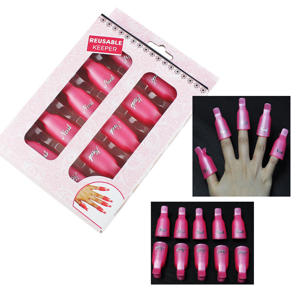 促销10只一盒套装光疗胶卸甲夹美甲神器代替锡纸指甲工具|ru