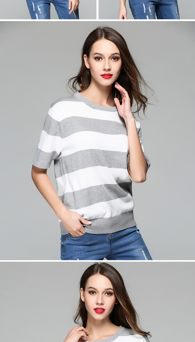 fashion striped short sleeve bottoming shirt  NSYH22114