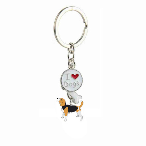 Supply cross-border e-commerce creative metal keychain pet keychain I DOG series key chain car pendant