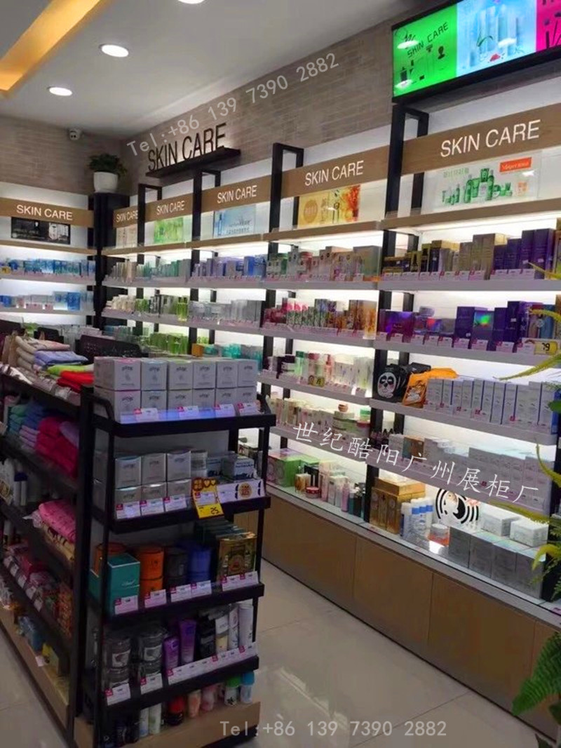 化妆品货架展示架 铁木结构货架 广州铁木货架 定做铁木结合