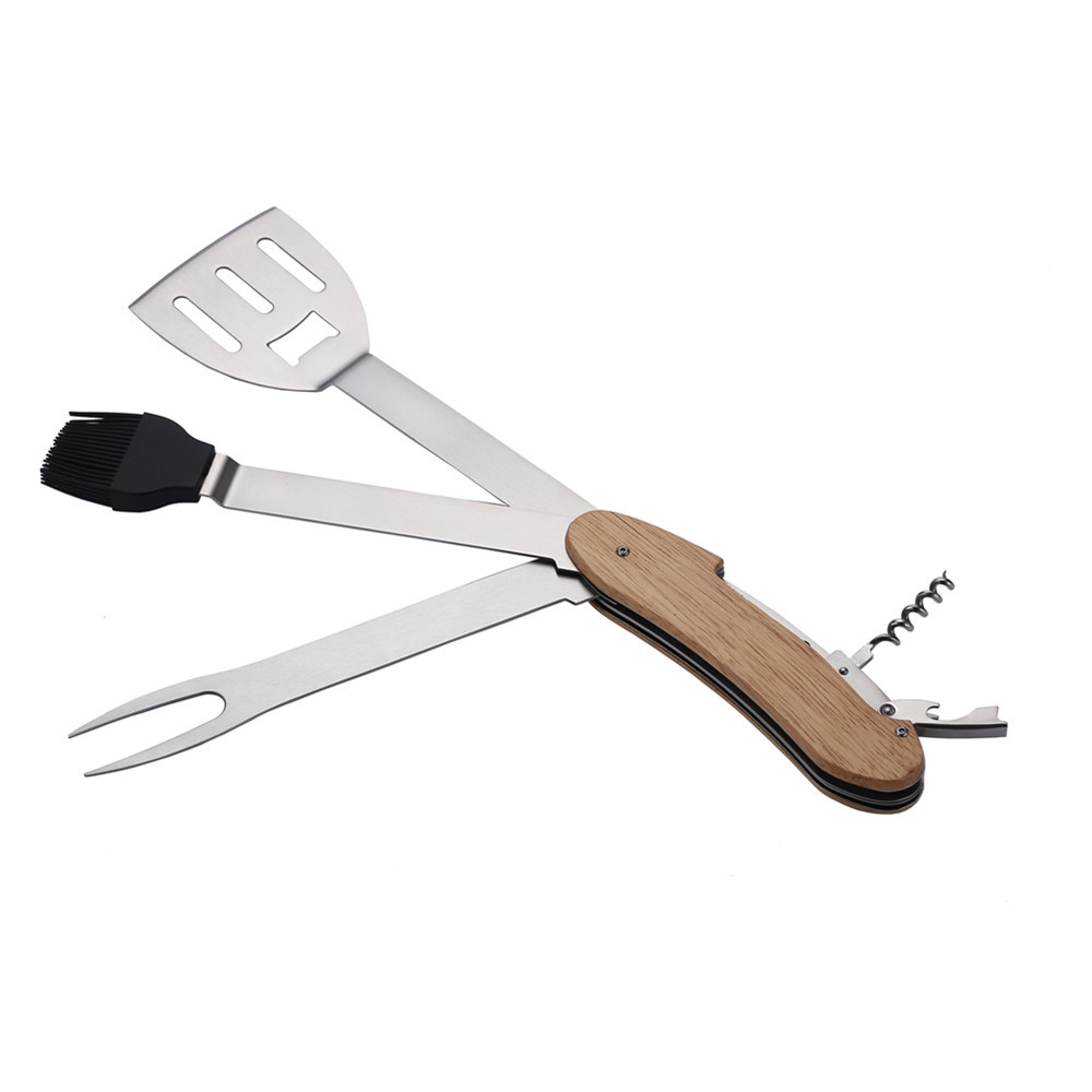 可折疊可拆分便攜露營BBQ組合套裝6合1多功能燒烤工具