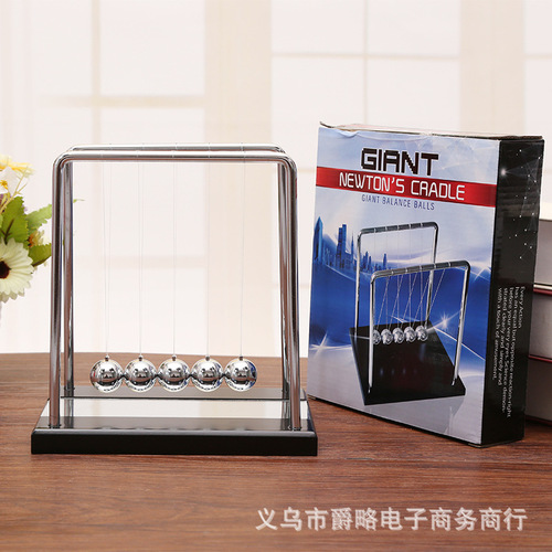 Newton's cradle with mirror wooden base table decoration metal Newton pendulum ball physics science pendulum steel balance ball