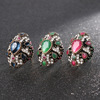 Retro jewelry, ring with stone, accessory for bride, European style, with gem, India