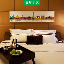 卧室床頭抽象掛畫城市風景壁畫新中式酒店沙發背景牆客廳裝飾畫