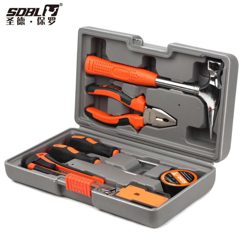 圣德保罗 8件套工具组合 家用五金工具箱套装维修工具SD-007-D