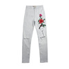 stereoscopic embroidery women’s pants jeans knee wear pencil pants