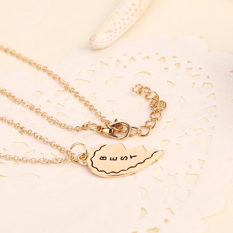 Fashion new best friends birthday gift witness friendship chain alloy necklace set