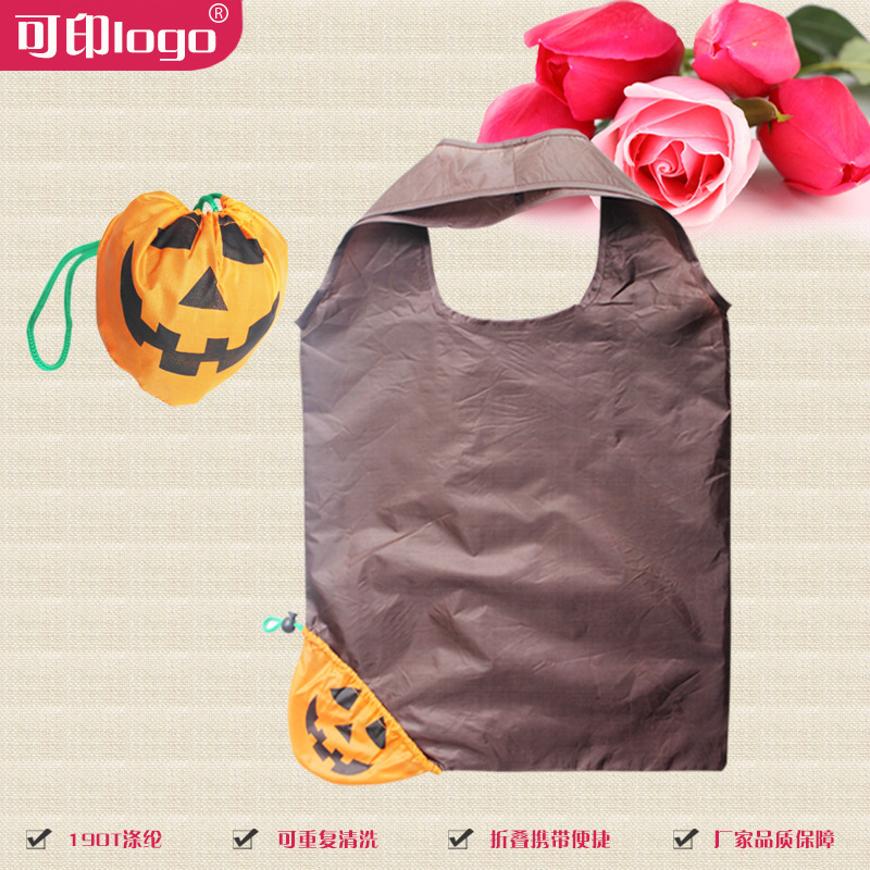 新款万圣节购物袋手提式帆布袋南瓜头折叠袋家居用品定制