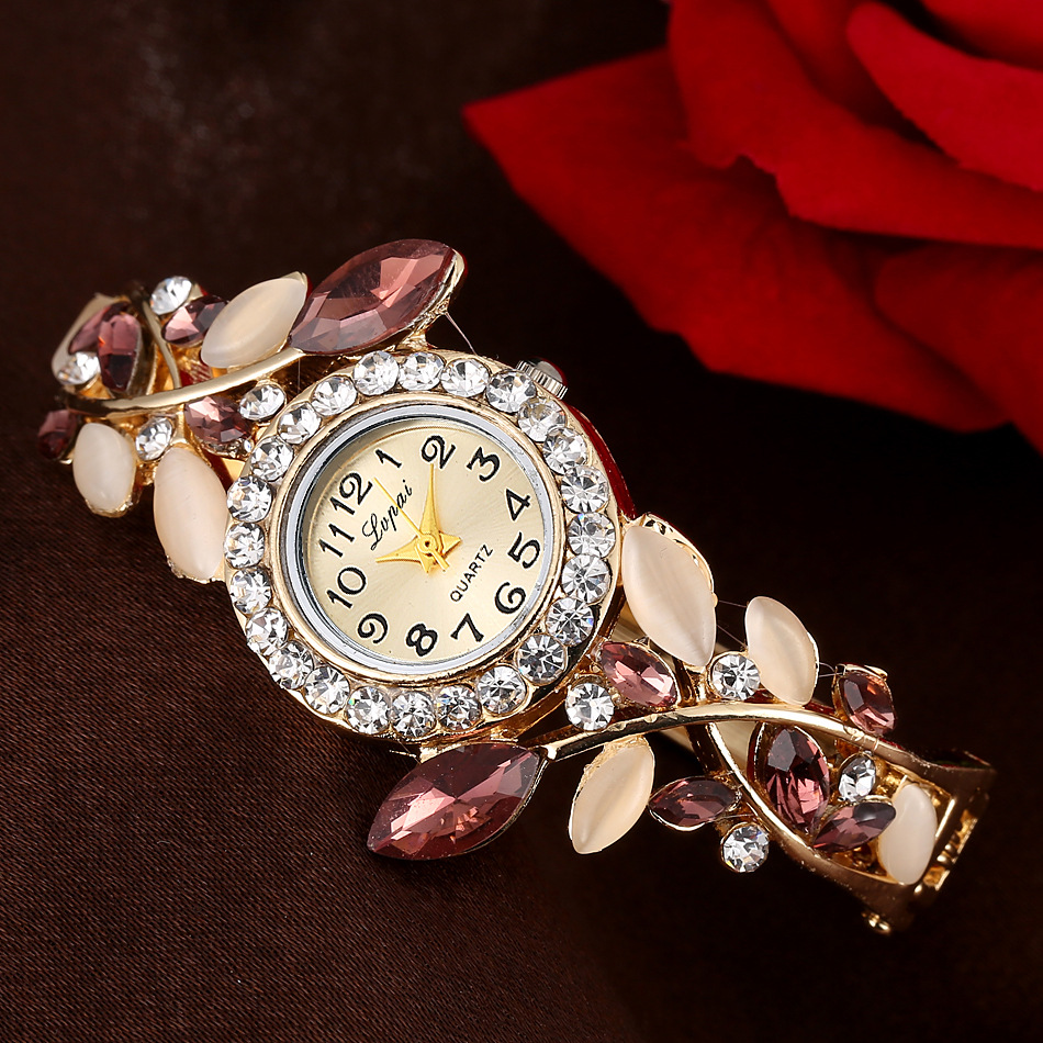 Elegant Leaf Buckle Quartz Women's Watches display picture 4