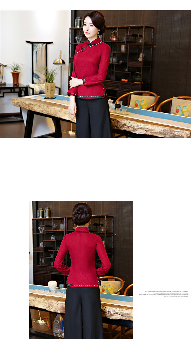 长袖花边一字扣-酒红色_06