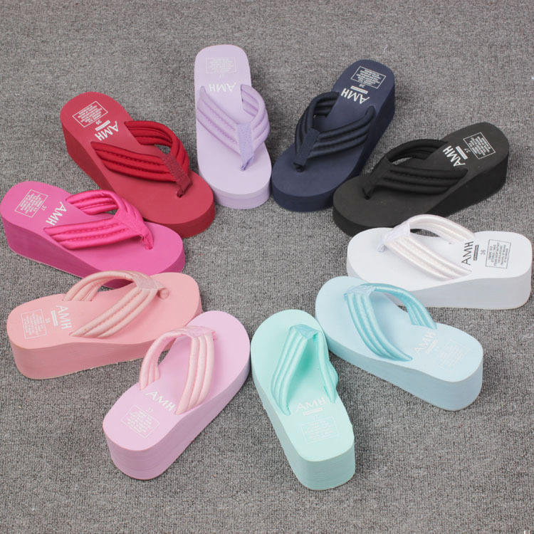 Sen female line Flower flip flops EVA Thick bottom cool mop Beach shoes folder tow fairy slipper Multicolor Optional