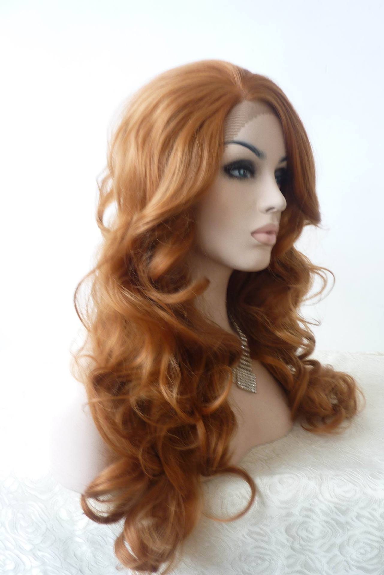 NEWLOOK W1092 maduro ondulado rollo de moda peluca de cabello largo peluca de encaje enseñanza peluca de cabeza