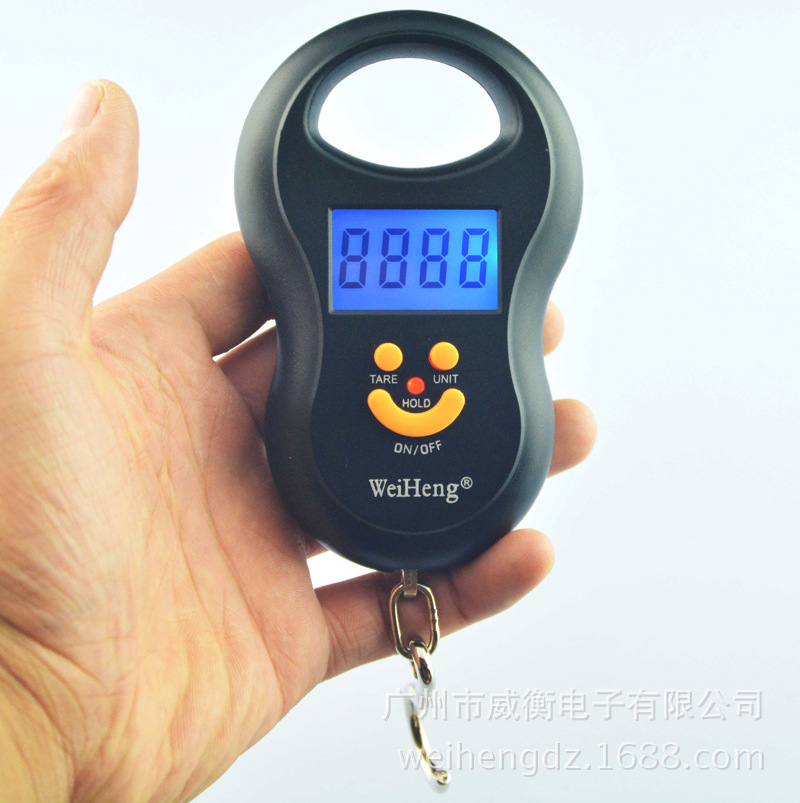 威衡WH-A03L迷你50kg笑脸形电子手提秤电子称弹簧秤包裹秤快递称