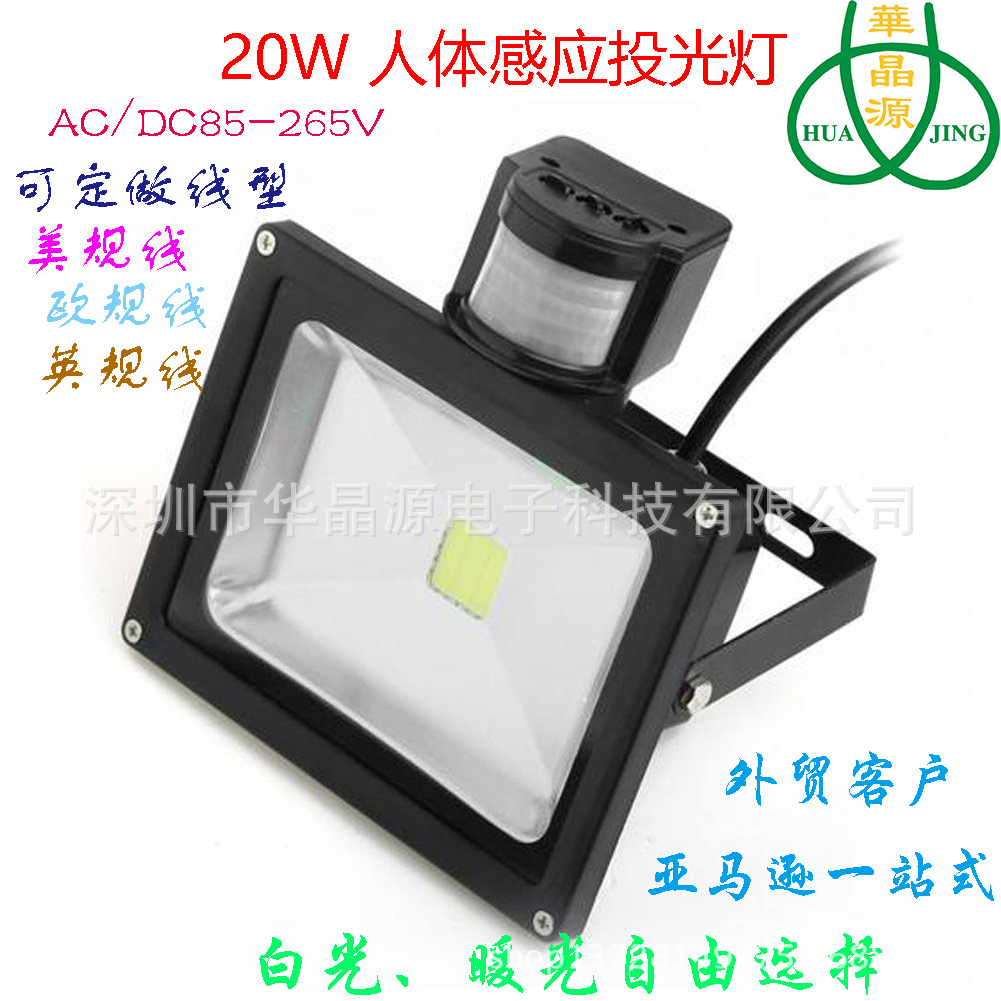 20W LED人体红外感应投光灯泛光灯广告灯 感应灯 厂家批发直销|ms