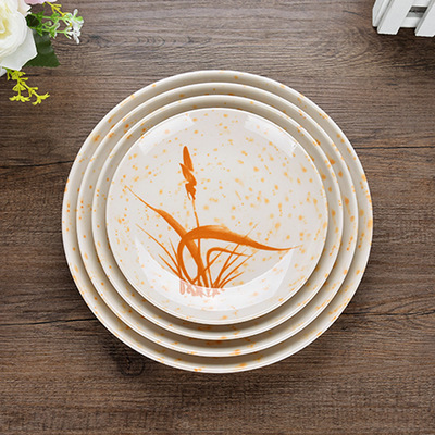 [密胺餐具秋草塑料盘子圆盘牛排盘菜盘碟子西餐盘骨碟加厚耐摔耐用] 密胺餐具秋草塑料盘子圆盘牛排盘菜盘碟子西餐盘骨碟加厚耐摔耐用