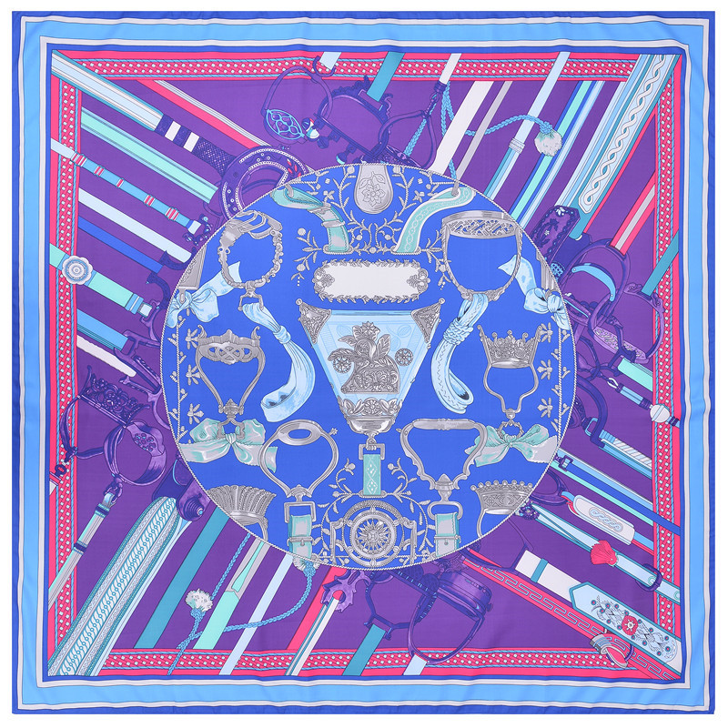 European And American New Fashion Silk Scarf Saddle Decoration Printing Silk Big Square Scarf display picture 5