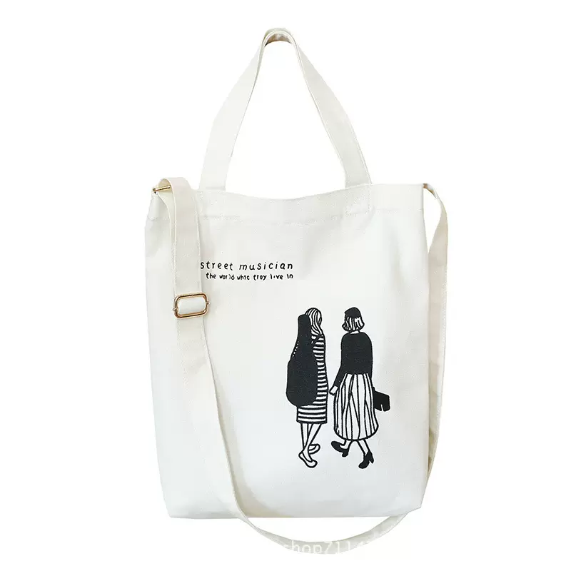 2021定制新款时尚女士帆布包 简约文艺多用单肩包学生背包购物袋