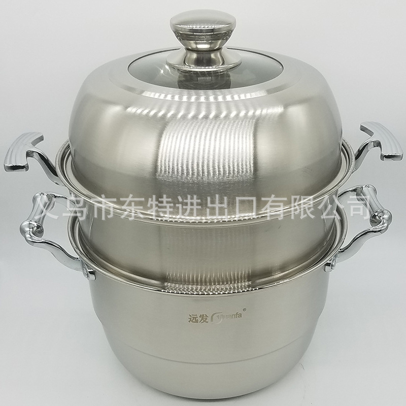 Factory direct sales of stainless steel steamers, combination LIDS, double-bottom steamers, composite steel multi-purpose steamers, high-end gift POTS detail image 4