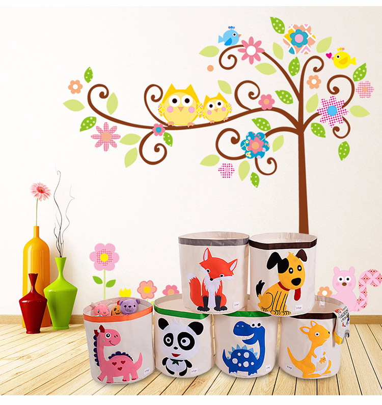 Small buds Cartoon Large Toys Storage bucket multi-function Foldable Laundry basket Arrangement Dust pouch