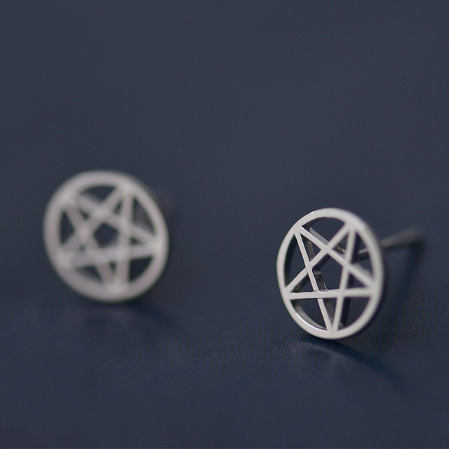 Simple Hollow Pentagram Star Stud Alloy Plating Constellation Magic Array Star Ear Studs Wholesale display picture 5