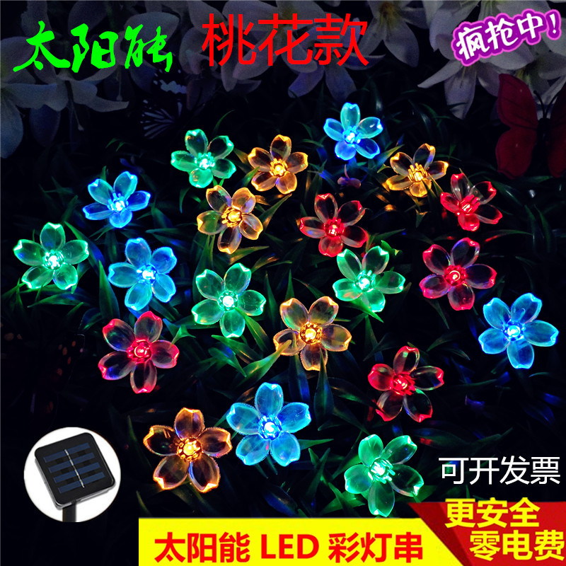 30 LED lámparas solares de flores de melocotón en árboles pequeñas luces de color de Navidad lámparas decorativas de patio al aire libre impermeables