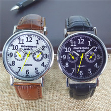 手表厂家热销皮带表时尚商务男表三眼六针礼品腕表特价出售