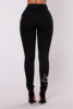 European new Black hole embroidered stretch jeans feet pants women
