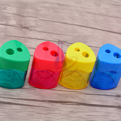 雙孔卷筆刀塑料三角形削筆刀轉筆刀可愛兒童卷筆刀鉛筆刨可印logo