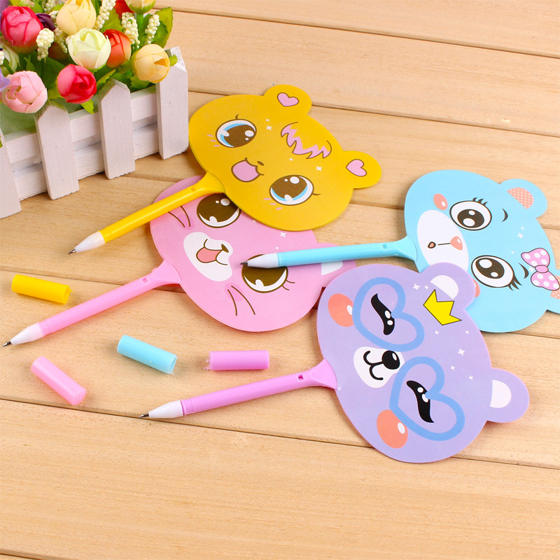 T厂家直销儿童可爱卡通扇子圆珠笔 定制logo广告定做扇子笔|ru