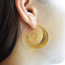 歐美外貿新款飾品潮流個性圓螺旋式樹葉耳環誇張漩渦耳飾飾品批發