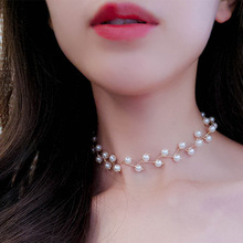 韩版珍珠锁骨链女颈带 秋冬新款简约短款项链饰品 韩国时尚项圈