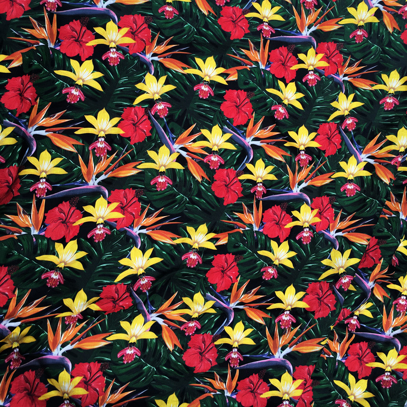 数码直喷活性印花 亚麻面料时尚印花 女装面料匹布 KH4444